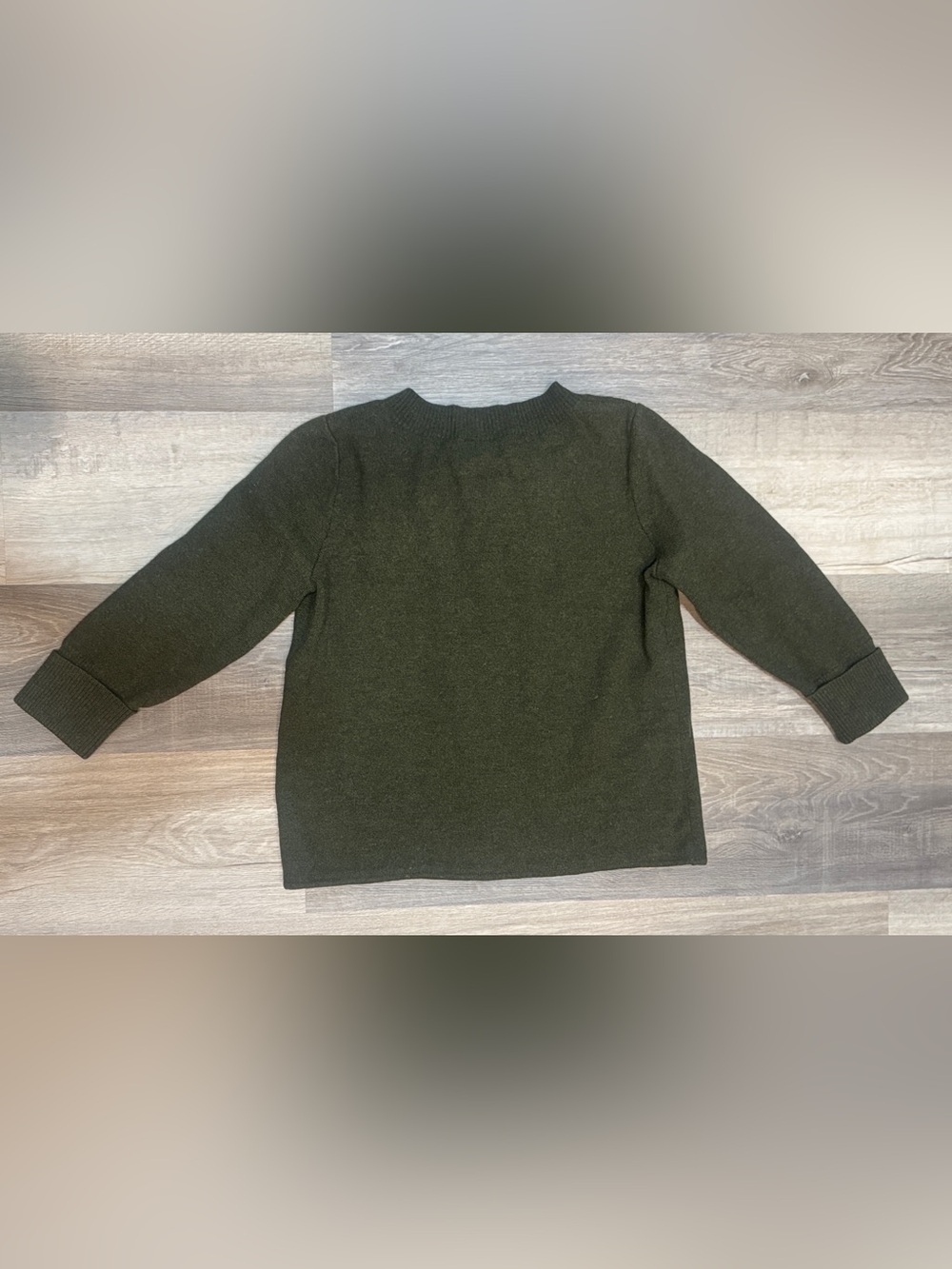 Talbots 100% Merino Wool Olive Green Double-Breasted Short Sleeve Sweater - Picture 7 of 8